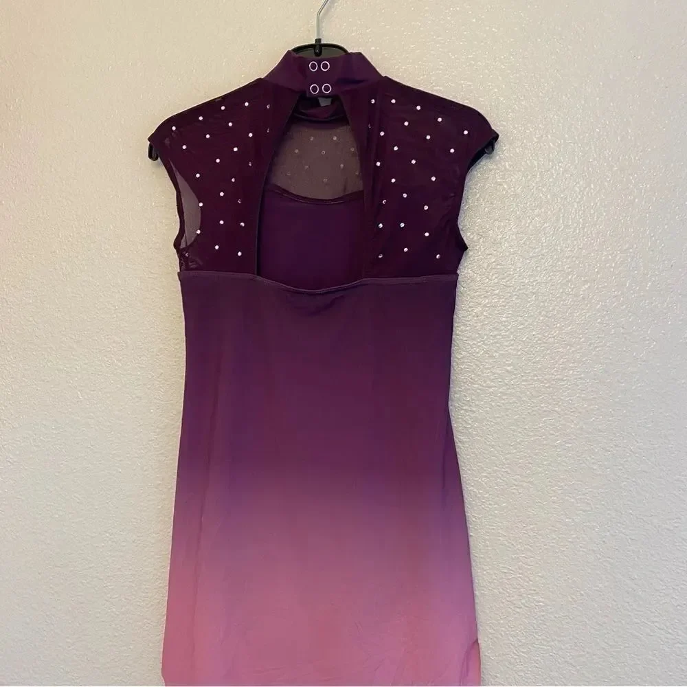 WEISSMAN Dance Costume purple rhinestones ombre Have Mercy 13294 IC- child 7/8